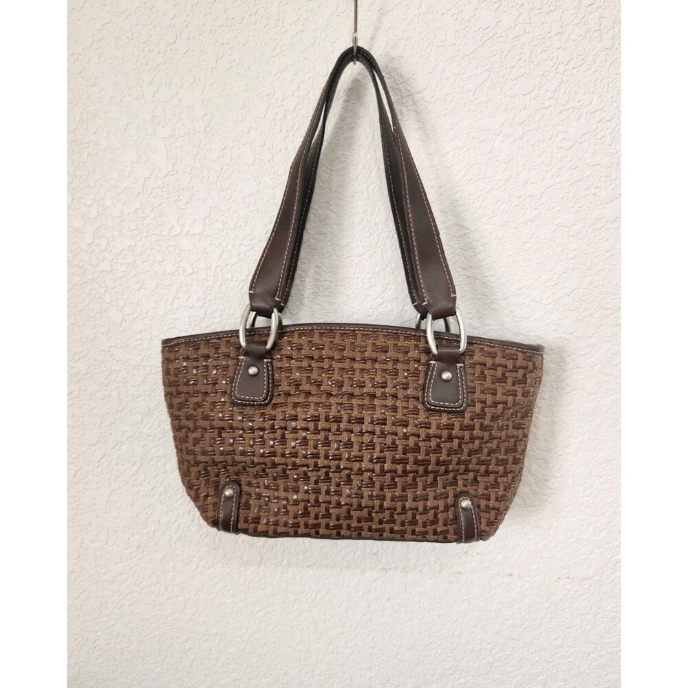 Fossil 75082 Modern Vintage Key Brown Woven Handbag Medium Satchel Shoulder Bag